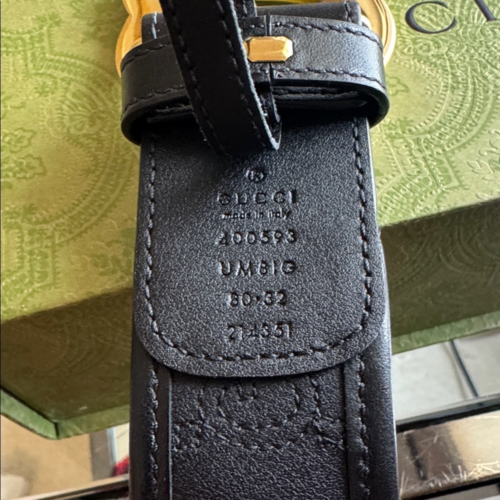 GG Marmont Calfskin Matelasse Marmont 40mm Belt- 80 32 Black - Picture 4 of 6